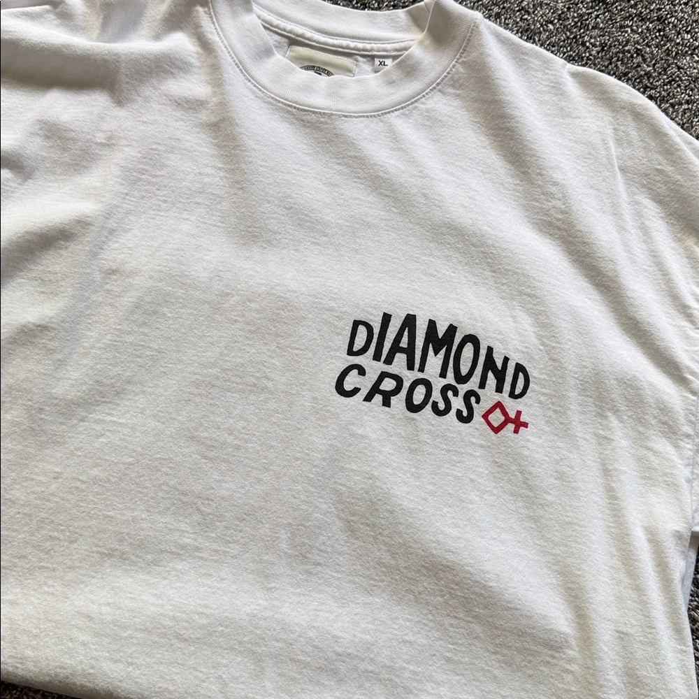 White Tee with Black and Red Logo